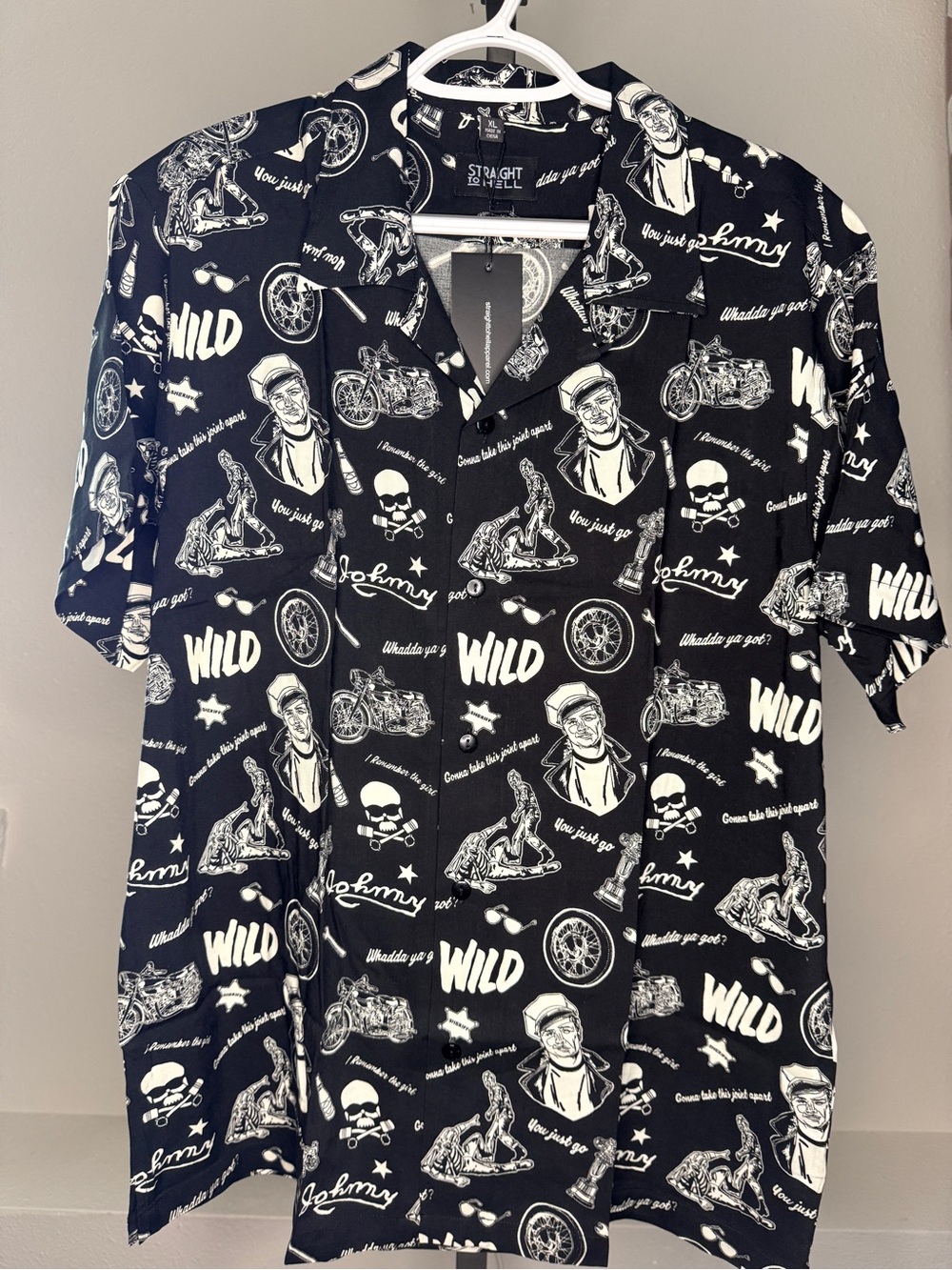 Print Short-Sleeve Straight to Hell Shirt - Black